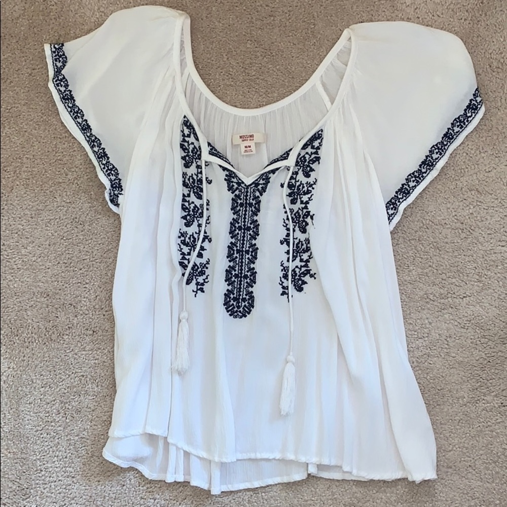 Blue and white blouse